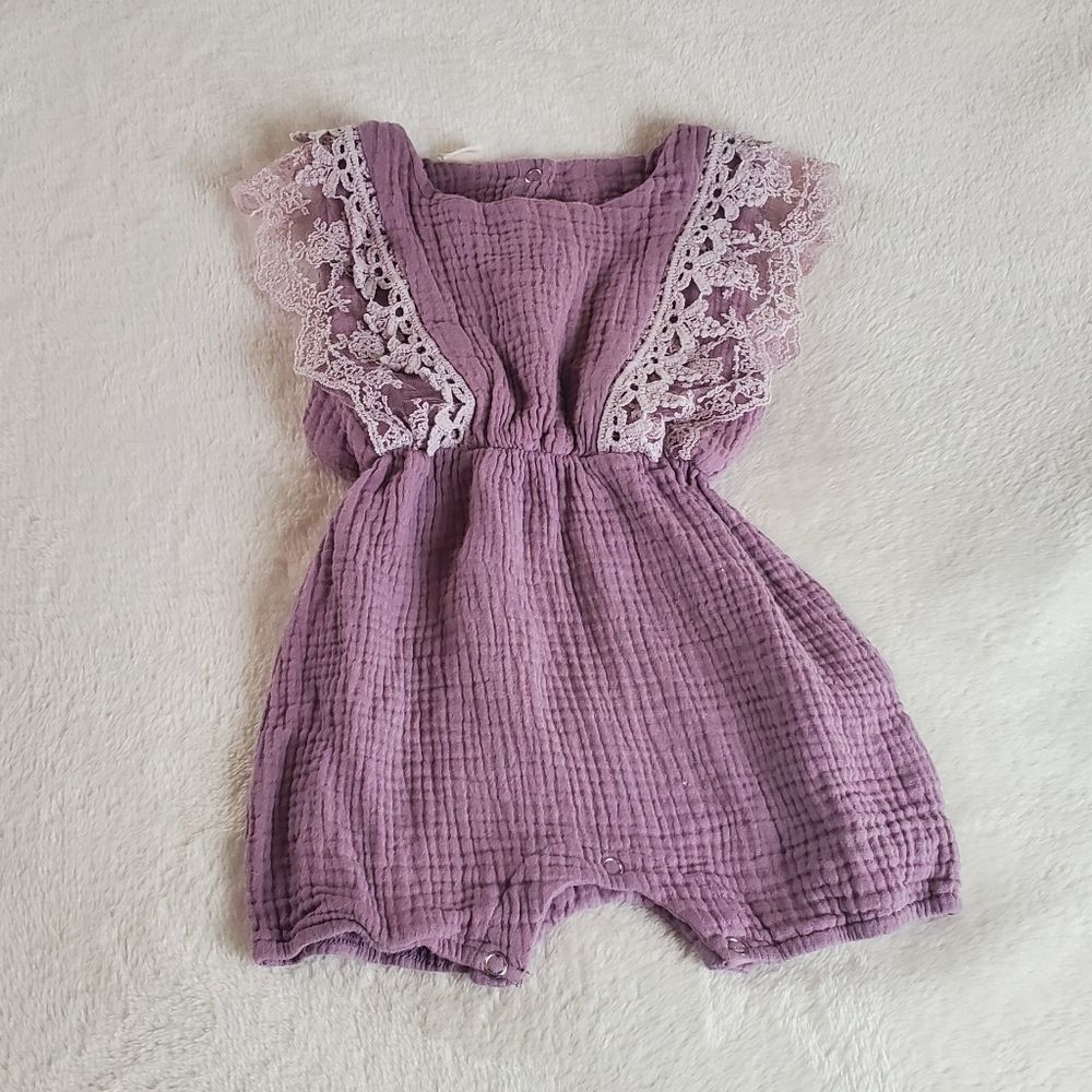 Boutique Purple Lace Romper 12-18 Months - Picture 1 of 6
